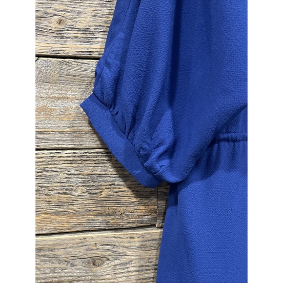 NWT‎ She + Sky Women's Blue A Line Dress Front Tie Size Medium Ruffles V Neck - Picture 4 of 10